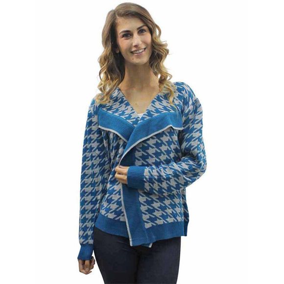 Bold Houndstooth Long Cardigan Sweater - Picture 2 of 3